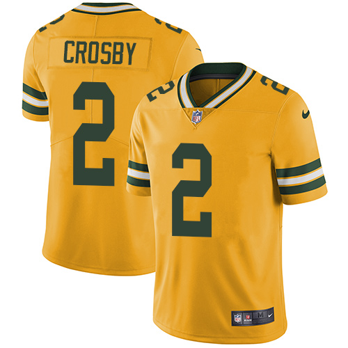 Nike Packers #2 Mason Crosby Yellow Men's Stitched NFL Limited Rush Jersey - Click Image to Close